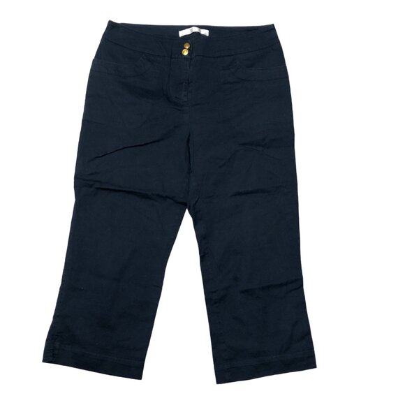 Erin London Crop Pants Womens Size 8 Navy Blue Cotton Blend Stretch Capri - Picture 2 of 7